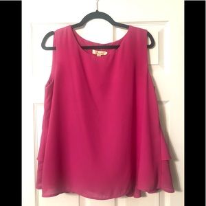 Pink Scoop neck flowy ruffle tank